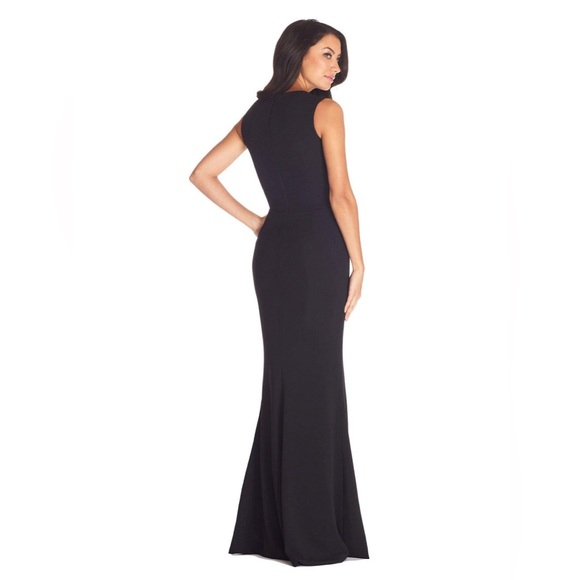 NEW Dress The Population Black Monroe Gown Sweetheart Crepe Side Slit Evening - Picture 2 of 12